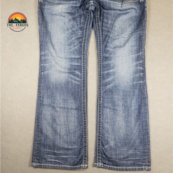 MEK Denim Jeans Y2K Cyber Wide Leg Button Fly Med Wash USA Design Mens Sz 34x34 - Picture 4 of 16